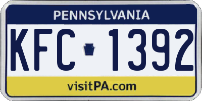 PA license plate KFC1392