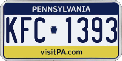 PA license plate KFC1393