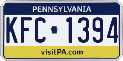 PA license plate KFC1394