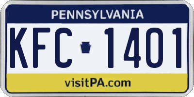PA license plate KFC1401
