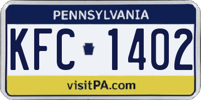 PA license plate KFC1402