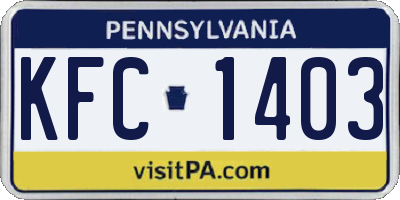 PA license plate KFC1403