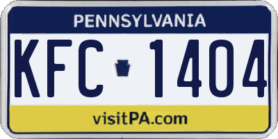 PA license plate KFC1404