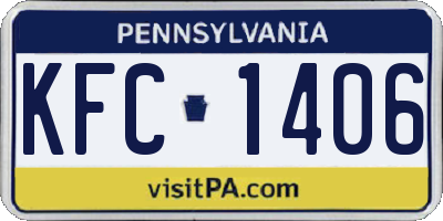 PA license plate KFC1406