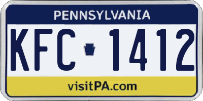 PA license plate KFC1412