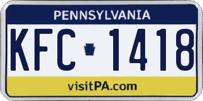 PA license plate KFC1418