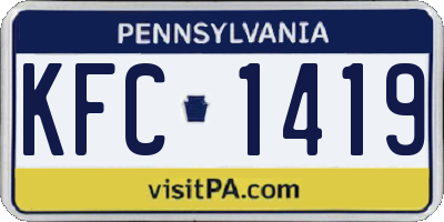 PA license plate KFC1419