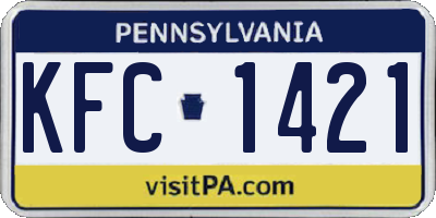 PA license plate KFC1421
