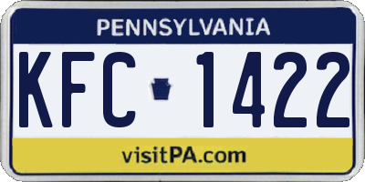 PA license plate KFC1422