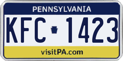 PA license plate KFC1423