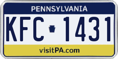 PA license plate KFC1431