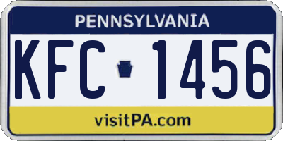 PA license plate KFC1456