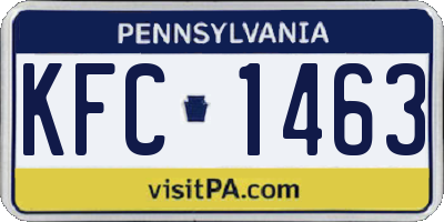 PA license plate KFC1463