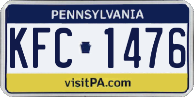 PA license plate KFC1476