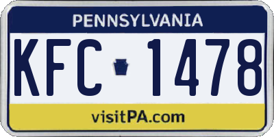 PA license plate KFC1478
