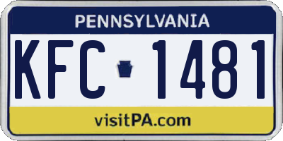 PA license plate KFC1481