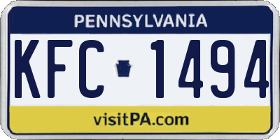 PA license plate KFC1494