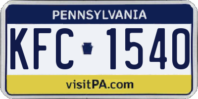 PA license plate KFC1540