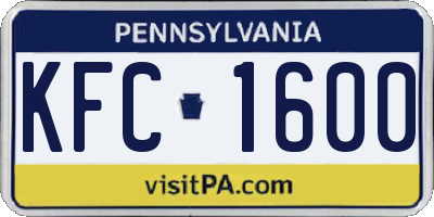 PA license plate KFC1600