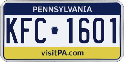 PA license plate KFC1601