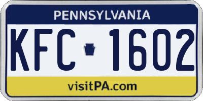 PA license plate KFC1602