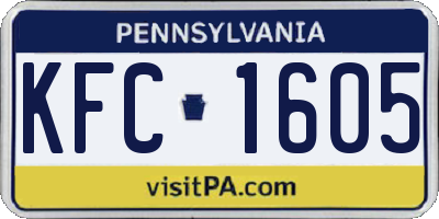PA license plate KFC1605