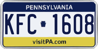 PA license plate KFC1608