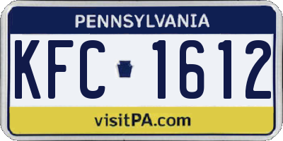 PA license plate KFC1612