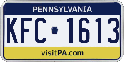 PA license plate KFC1613