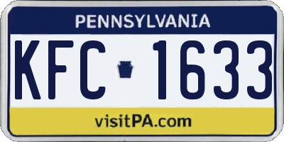 PA license plate KFC1633
