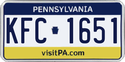 PA license plate KFC1651