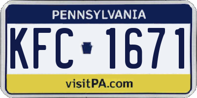 PA license plate KFC1671