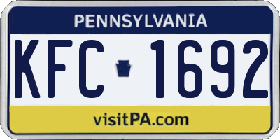 PA license plate KFC1692