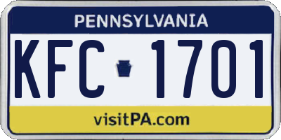 PA license plate KFC1701