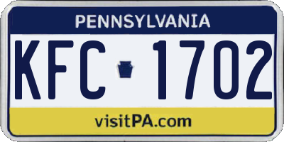 PA license plate KFC1702