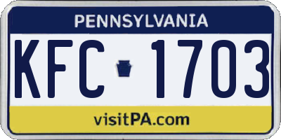 PA license plate KFC1703