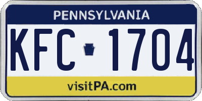 PA license plate KFC1704