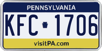 PA license plate KFC1706
