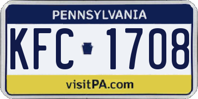 PA license plate KFC1708