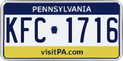 PA license plate KFC1716