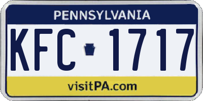 PA license plate KFC1717