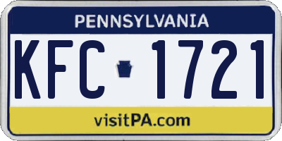 PA license plate KFC1721