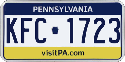 PA license plate KFC1723