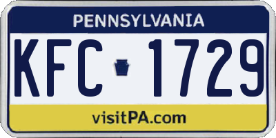 PA license plate KFC1729