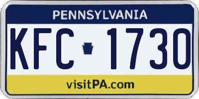 PA license plate KFC1730