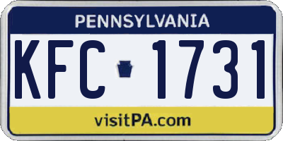 PA license plate KFC1731