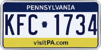 PA license plate KFC1734