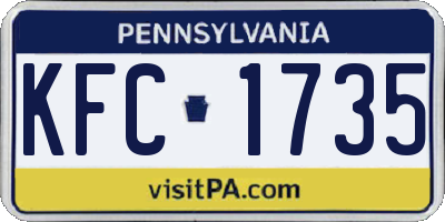PA license plate KFC1735