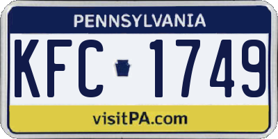 PA license plate KFC1749