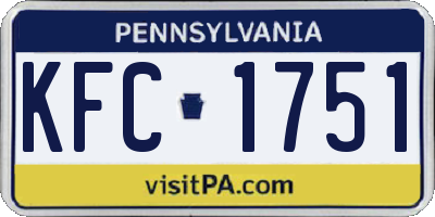 PA license plate KFC1751